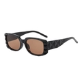 Retro rectangle sunglasses with black diamond texture frames and brown lenses - Black Frame Tea Lens