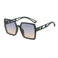 Modern oversized square sunglasses with dark green frames and gradient tint lenses - Green Frame Blue Yellow Lens