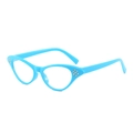 Blue cat eye sunglasses with rhinestones, vintage minimalist UV protection eyewear - Blue Frame