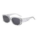Quadratische Sonnenbrille mit transparenten Diamantstruktur-Rahmen und dunkelgrauen Gläsern - Grauer Rahmen / Schwarzgraue Gläser