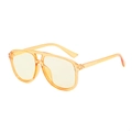 Vintage irregular double-bridge aviator sunglasses with transparent orange frame and yellow lens - Yellow Frame Yellow Lens