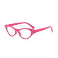 Stylish rose pink cat-eye sunglasses with rhinestone accents and retro frame design - Rose Red Frame