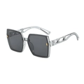 Lunettes de soleil carrées oversize avec monture grise transparente et branches ciselées - Monture Grise / Verres Gris-Noir