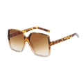 Classic square oversized sunglasses with brown tortoise frame and gradient lenses - Demi Frame Gradient Tea Lens