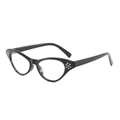 Chic black cat-eye sunglasses with rhinestone studs and sleek vintage polished frames - Black Frame