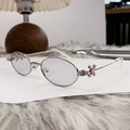 Occhiali da sole ovali in metallo argento con stelle di strass e lenti viola chiaro - Nichel Lucido Grigio Chiaro (S1209)