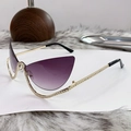 Chic rimless cat eye sunglasses with purple gradient lenses and rhinestone trim - Gradient Grey