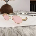Occhiali da sole ovali rosa con montatura dorata e dettagli in cristallo scintillante - Oro Lucido Rosa Trasparente