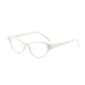 Retro cat-eye sunglasses with white frame and diamond accents on the corners - White Frame