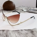 Fashion cat eye sunglasses with brown gradient lenses and gold rhinestone frames - Gradient Tea