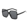 Classic square oversized sunglasses with glossy black frame and dark grey lenses - Black Frame Black Grey Lens