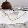 Chic gold cat-eye sunglasses with rhinestone trim and light brown gradient lenses - White Gradient