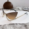 Lunettes de soleil œil de chat sans monture avec strass dorés et verres dégradés - Vert Jaune AG23
