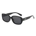 Classic black square frame sunglasses with silver metal temple accent and grey lenses - Black Frame Black Grey Lens