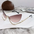 Lunettes de soleil œil de chat sans monture avec verres dégradés violets et strass - Brun Rose RB41