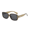 Classic square sunglasses with translucent brown frames, grey lenses and silver accents - Green Frame Grey Lens