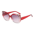 Cat eye sunglasses with oversized red frames, leopard print accents and purple gradient lenses - Burgundy Frame Grey Pink Lens