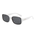Classic white square frame sunglasses with dark grey lenses and metal temple detail - White Frame Dark Grey Lens