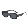 Retro black square frame sunglasses with silver rivets and sleek metal accents - Black Frame Black Grey Lens