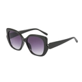 Occhiali da sole cat eye con montatura nera ondulata e lenti viola sfumate - Montatura Nera Lente Grigia Sfumata