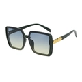 Classic square oversized sunglasses with dark green frame and blue-yellow gradient lenses - Green Frame Green Yellow Lens