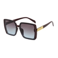 Classic oversized square sunglasses with burgundy frames and blue-grey gradient lenses - Red Frame Blue Grey Lens