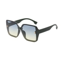 Gafas de sol cuadradas verde oscuro con lentes degradadas azul-amarillo y logo P dorado chic - Montura Verde Lentes Verde Amarillo