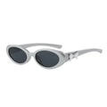 Lunettes de soleil ovales élégantes avec monture argentée et nœud décoratif sur la branche - Monture Grise / Verres Gris-Noir
