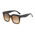 Fashion square frame sunglasses in black and tortoiseshell with gradient brown lenses - Black Leopard Frame / Gradient Brown Lenses