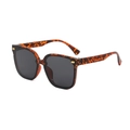 Classic tortoise shell sunglasses with oversized square frame and black lenses - Leopard Frame Black Grey Lens