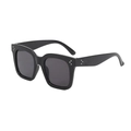 Classic black square oversized sunglasses with silver triple dot studs and grey lenses - Black Frame Black Grey Lens