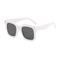 Retro oversized square sunglasses with white frames and silver rivet details - White Frame Dark Grey Lens