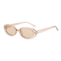 Classic oval frame sunglasses with retro pink finish and brown lenses for outdoor sun protection - Champagne Frame / Tea Lens