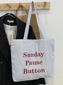 Große gestreifte Canvas-Tragetasche mit Aufdruck für den täglichen Pendelverkehr - Sunday Hellblau Gestreift