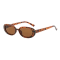 Classic tortoise shell oval sunglasses with brown lenses shown in a 45-degree angle view - Tortoise Shell Frame