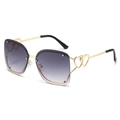 Fashion rimless square sunglasses with gold metal frame and purple gradient lenses - Gold Frame Gradient Grey Lens