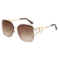 Fashion rimless square sunglasses with gold heart detail and brown gradient lenses - Gold Frame Tea Lens