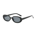 Classic retro oval sunglasses with sleek black frames and dark grey tinted lenses - Black Frame Black Grey Lens