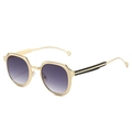 Retro geometric sunglasses with gold metal frame and purple gradient lenses for women - Gold Frame Gradient Grey Lens