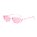 Classic oval frame Y2K sunglasses in translucent pink resin with matching lenses - Pink Frame / Pink Lens