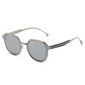Modern geometric irregular metal sunglasses with gray lenses for fashion streetwear - Silver Frame Silver Mirror Lens