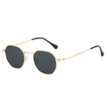 Klassieke vintage veelhoekige zonnebril met goudkleurig metalen frame en grijze glazen - Gouden Frame Zwart Grijs