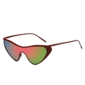 Punk cat-eye sunglasses with matte red frame and vibrant rainbow gradient lenses - Wine Red Frame Pink Mercury Lens