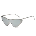Futuristic silver butterfly wraparound sunglasses with sleek metallic frame and grey lenses - Silver Frame Silver Mirror Lens
