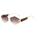 Fashion rimless geometric sunglasses with gradient brown lenses and gold metal frames - Gold Frame Tea Lens