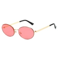 Lunettes de soleil ovales vintage avec monture en métal doré et verres roses pour un style urbain - Monture Dorée Verres Roses