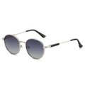 Classic oval metal sunglasses with gradient purple lenses and golden frame for women - Silver Frame/Gradient Grey Lens