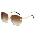 Modische Oversize-Metallsonnenbrille mit braunen Verlaufsgläsern und Schmetterlingsrahmen - Goldrahmen Tee Verlaufgläser