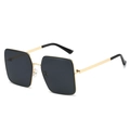 Classic square large frame sunglasses with gold metal frame and dark grey lenses - Gold Frame Black Grey