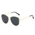 Lunettes de soleil rondes en métal doré avec verres noirs et monture texturée - Monture Or Noir Gris